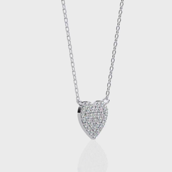14K Gold Pave Heart Lab Grown Diamond Pendant Necklace, 0.20 CT, 16-18 Inch