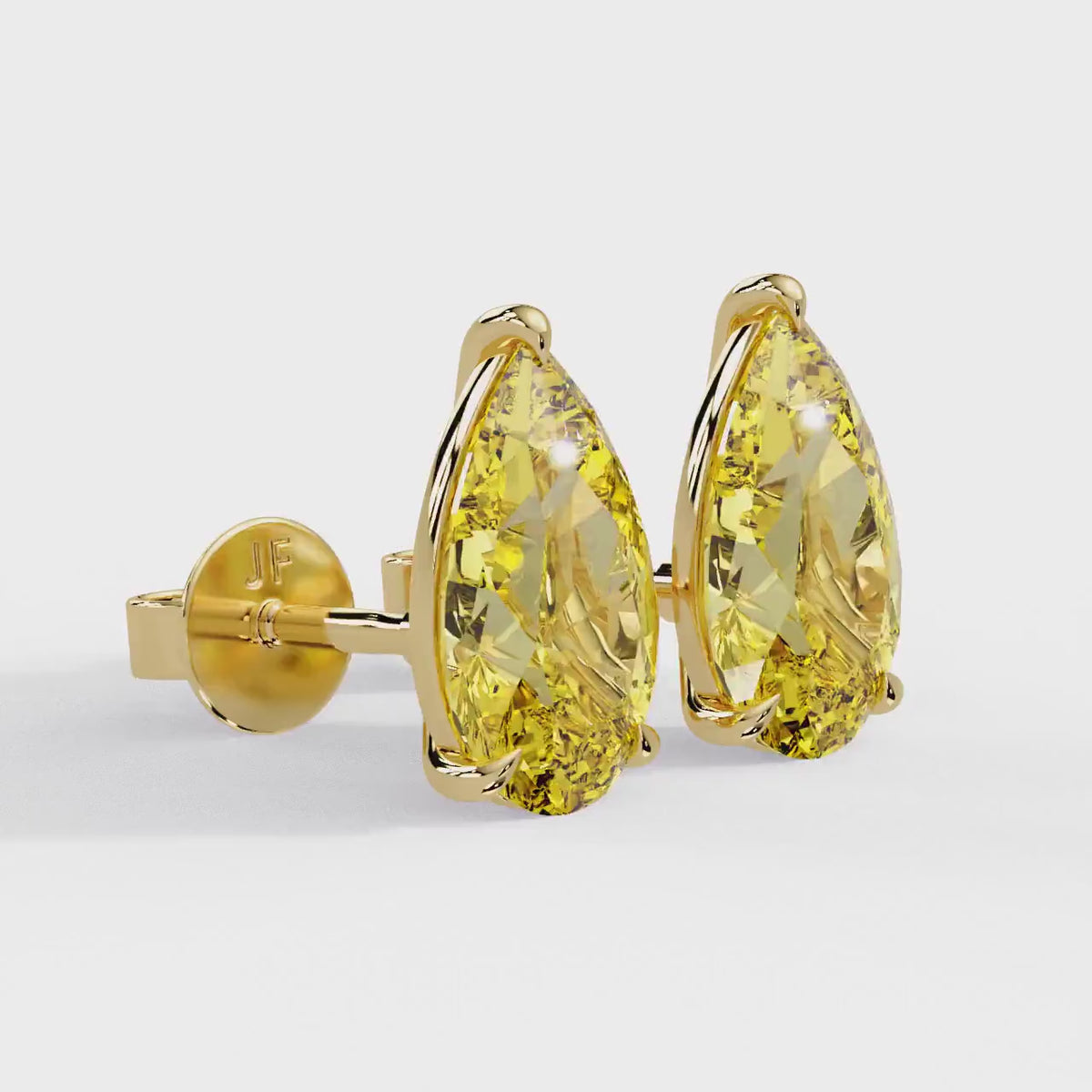 14K Gold Fancy Intense Yellow Lab Grown Diamond Studs, IGI Certified 2–4 CTW, Pear Diamond Earrings