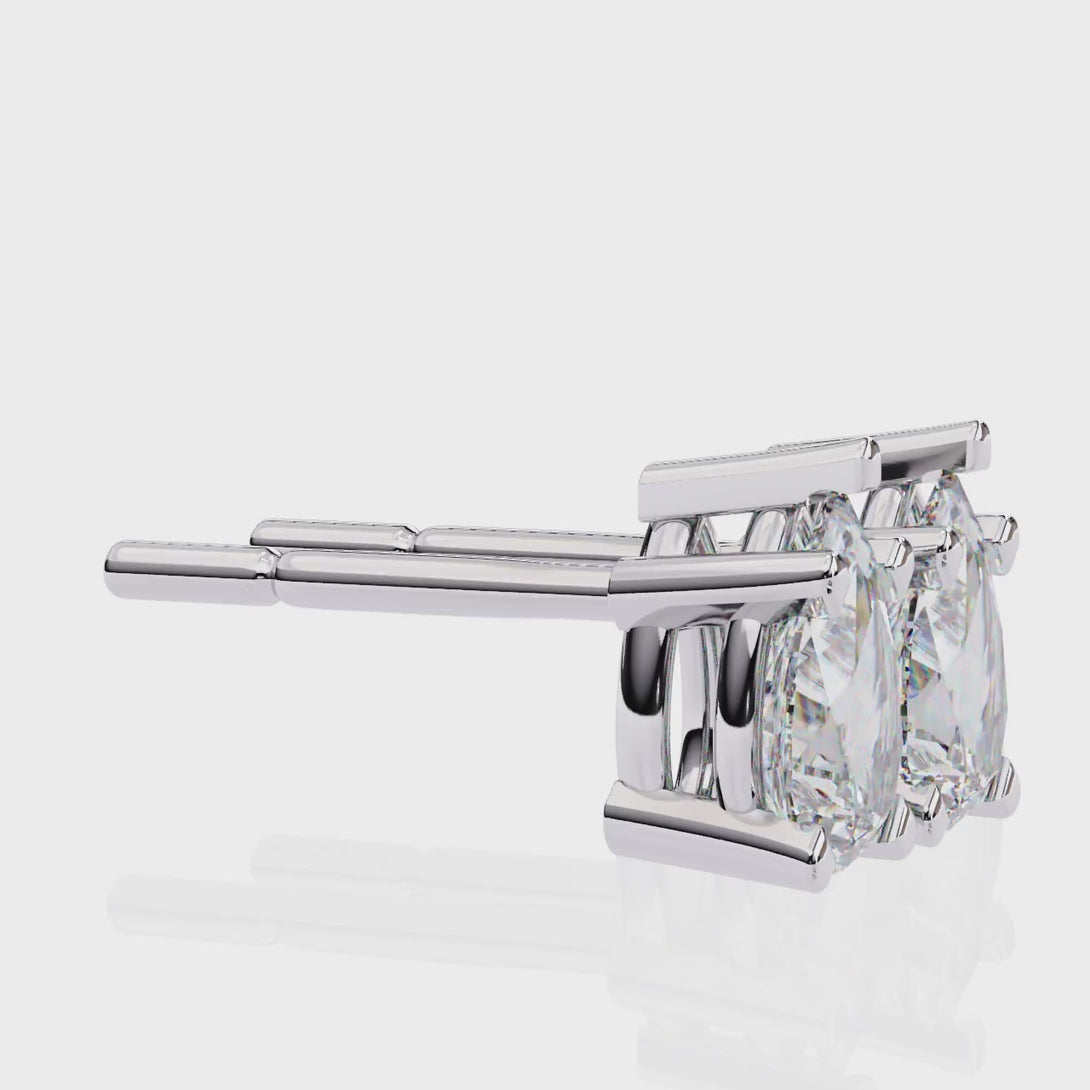Pear-Shaped Natural Diamond Stud Earrings | 14K Gold
