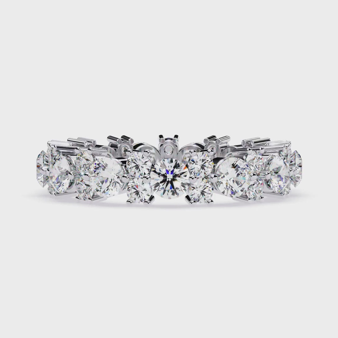 Multi Stone Ring | Diamond Wedding Band | Lab Grown Diamond | 14K Gold