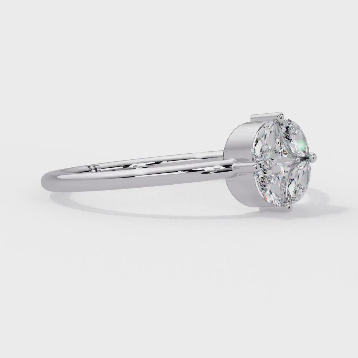 14K Gold Lab Grown Diamond Cluster Ring, 0.30CTW Princess Cut Engagement Ring, Geometric Diamond Promise Ring
