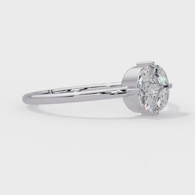 14K Gold Lab Grown Diamond Cluster Ring, 0.30CTW Princess Cut Engagement Ring, Geometric Diamond Promise Ring