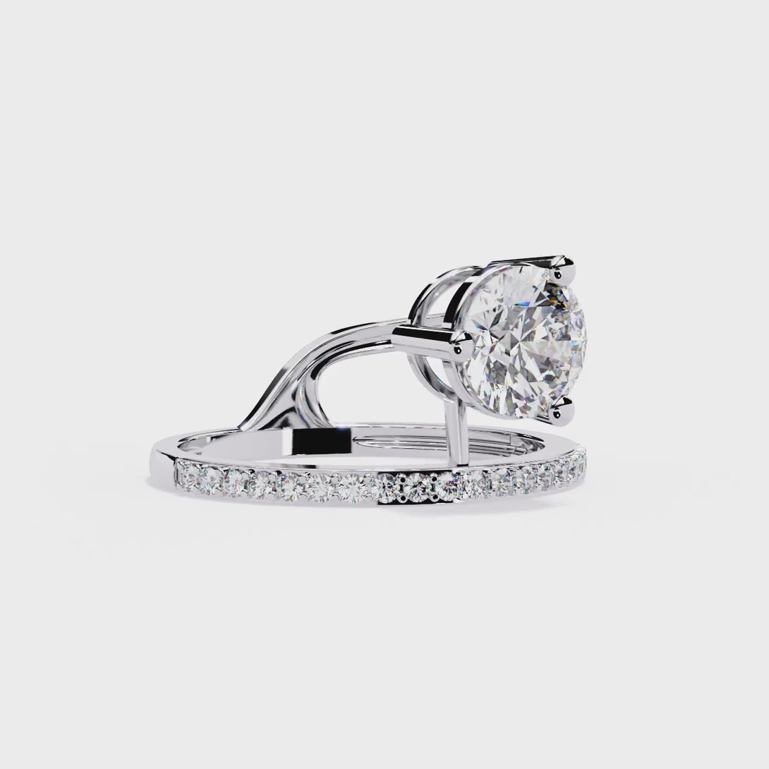 Pavé Split Shank Engagement Ring | Lab Grown Diamonds | 14K Gold