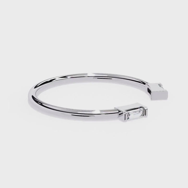 14K Gold Baguette Natural Diamond Open Gap Ring, 0.05 CTW