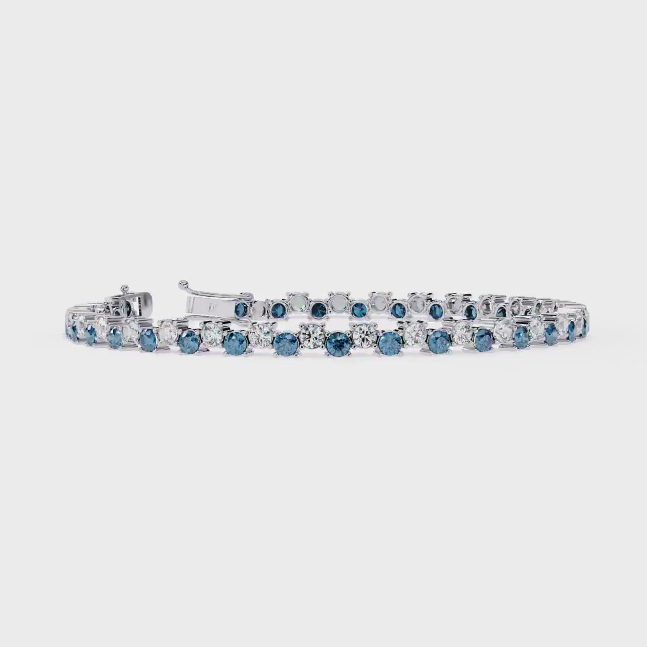 5.50 Ctw Fancy Blue & White Lab Grown Diamond Round Brilliant Cut Tennis Bracelet