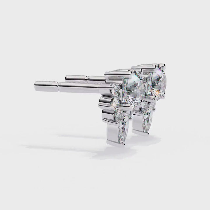 14K Gold Round Cluster Lab Grown Diamond Stud Earrings