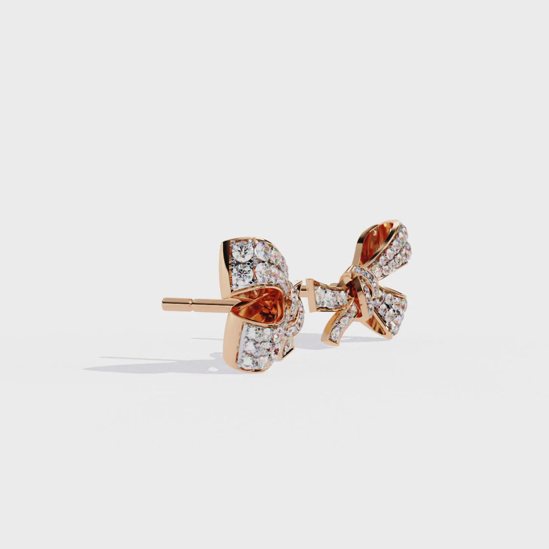 Bow Design Stud Earrings | Lab Grown Diamonds | 14K Gold