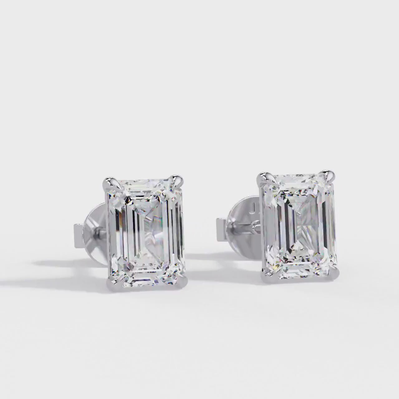 14K Gold Emerald Cut Lab Grown Diamond Studs, IGI Certified 1–4 CTW, Claw Prong Diamond Earrings