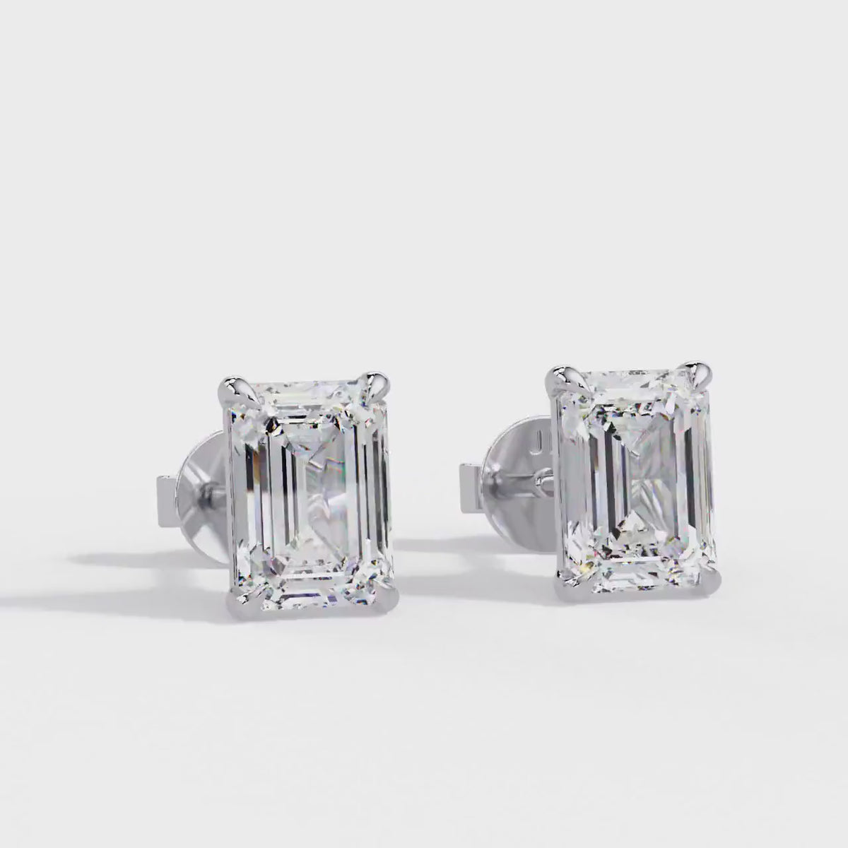 14K Gold Emerald Cut Lab Grown Diamond Studs, IGI Certified 1–4 CTW, Claw Prong Diamond Earrings