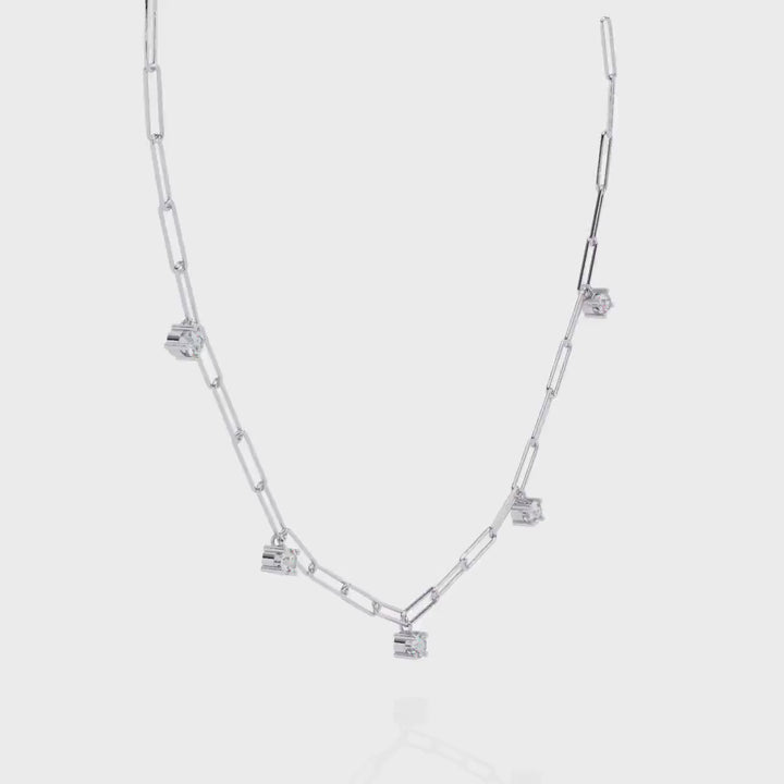 14K Gold Round Lab Grown Diamond Paperclip Chain Necklace, 0.75 CTW, 18 Inch