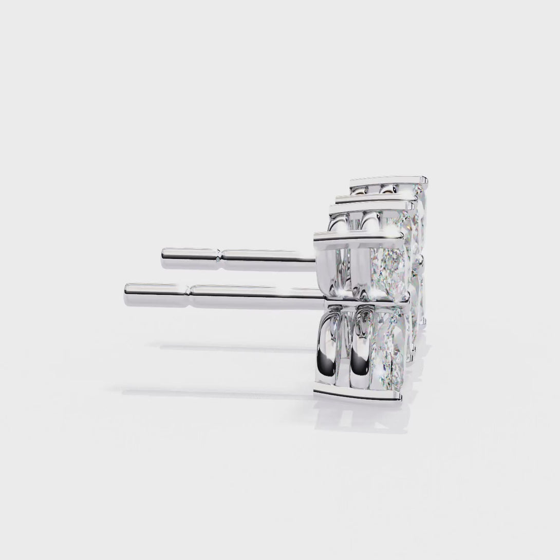Marquise-Cut Lab Grown Diamond Flower Stud Earrings | 14K Gold