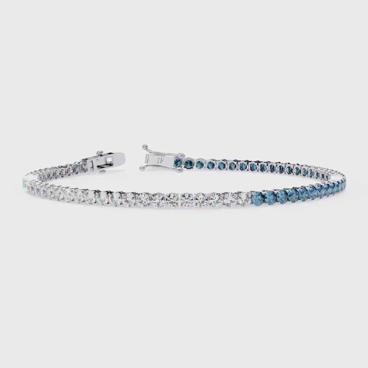 5 Ctw Fancy Blue & White Lab Grown Diamond 4-Prong Round Cut Tennis Bracelet