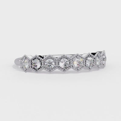 14K Gold Natural Diamond Wedding Band, 0.27CTW Milgrain Stacking Ring, Vintage Inspired Anniversary Band