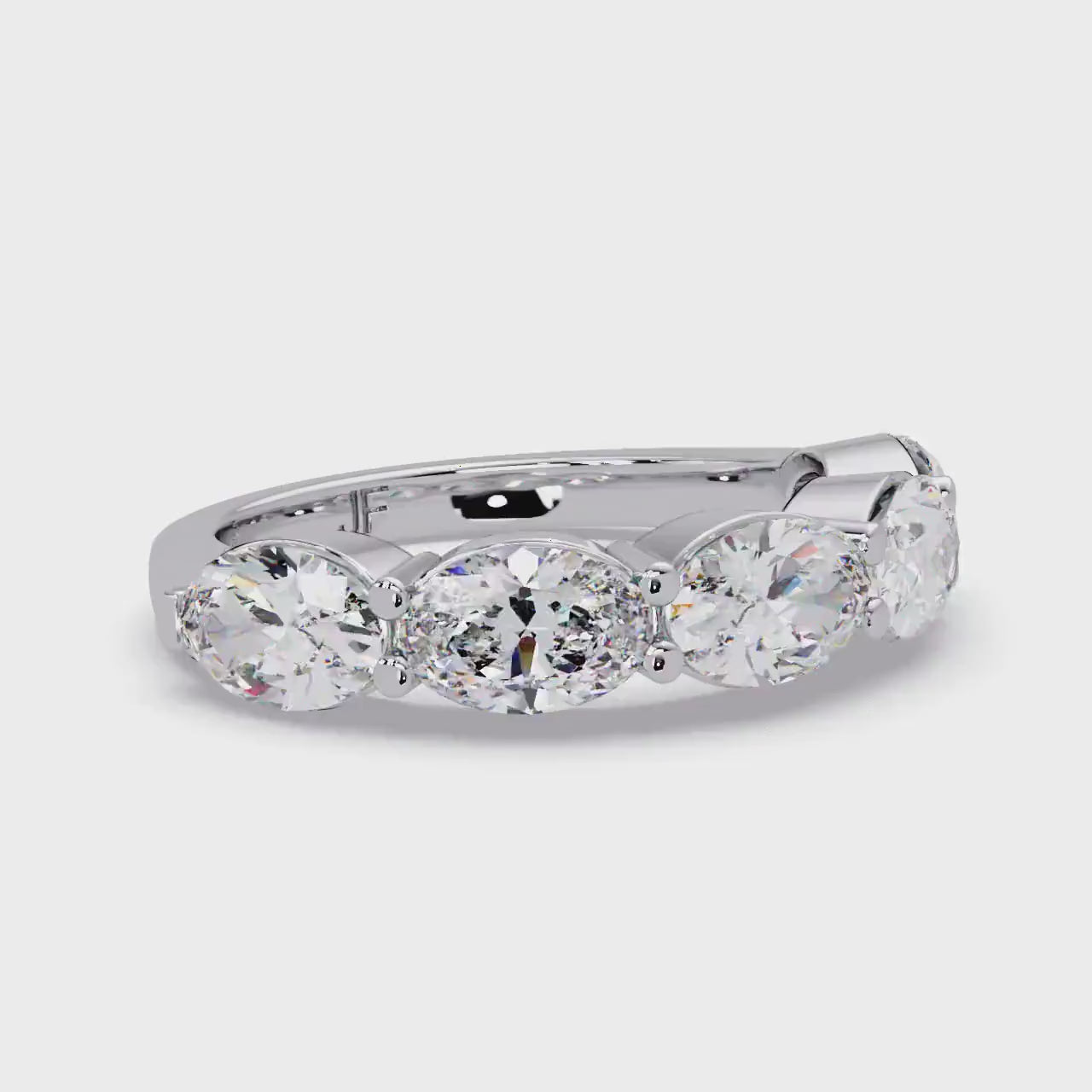 14K Gold East to West Oval Diamond Band, 1.75 CTW 5 Stone Ring