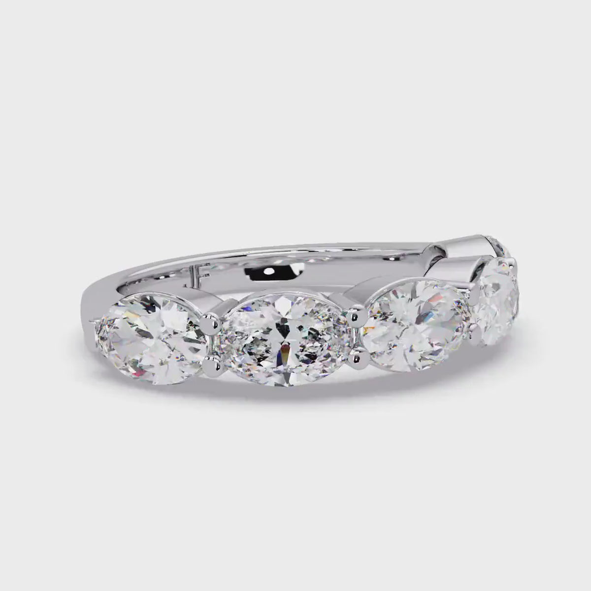 14K Gold East to West Oval Diamond Band, 1.75 CTW 5 Stone Ring