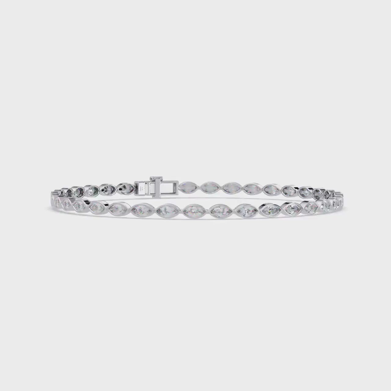 3.5 Ct Bezel Set Marquise Shaped Lab-Grown Diamond Bracelet in 14k Yellow Gold, Graduation Day Gift