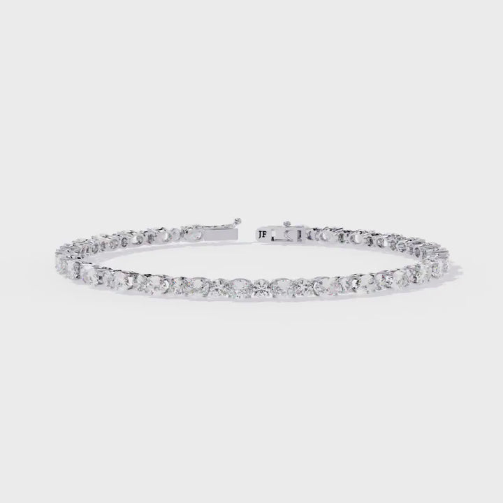 6ctw Lab Grown Diamond Tennis Bracelet: 14k Gold Oval & Round Cut