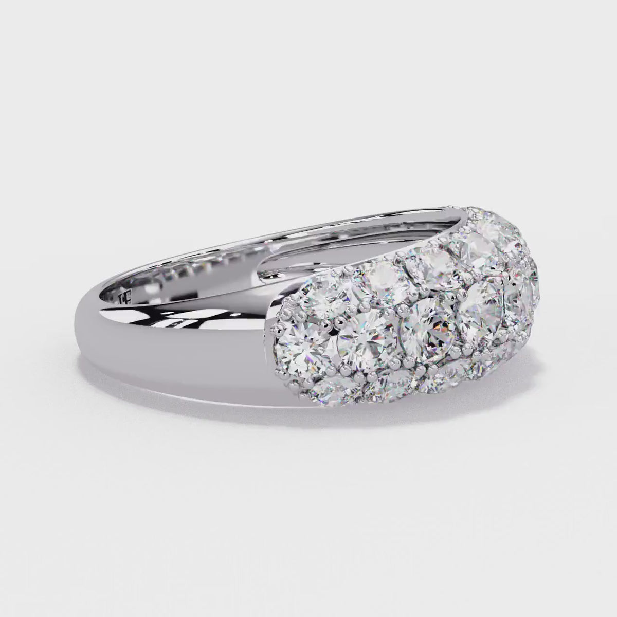 1.70 CTW Lab Diamond Dome Gold Ring, 14K Gold Chunky Pave Ring