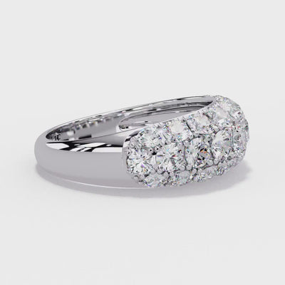 1.70 CTW Lab Diamond Dome Gold Ring, 14K Gold Chunky Pave Ring