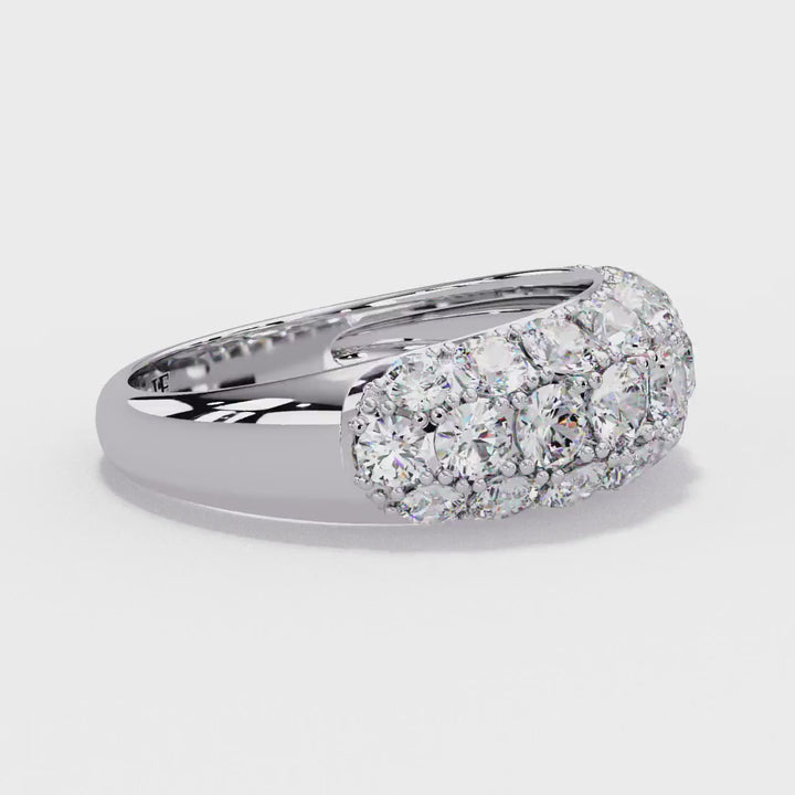 1.70 CTW Lab Diamond Dome Gold Ring, 14K Gold Chunky Pave Ring