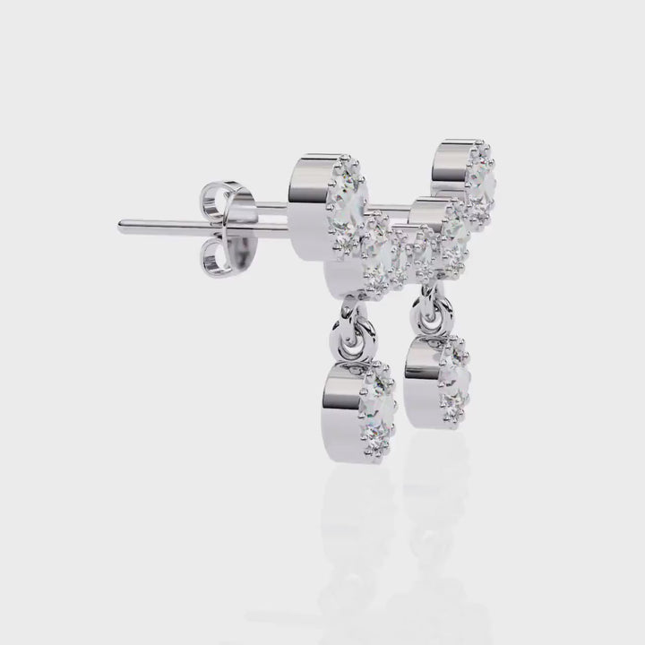 14K Gold Round Lab Grown Diamond Ear Climber Earrings, 1.80 CTW, Bezel Set