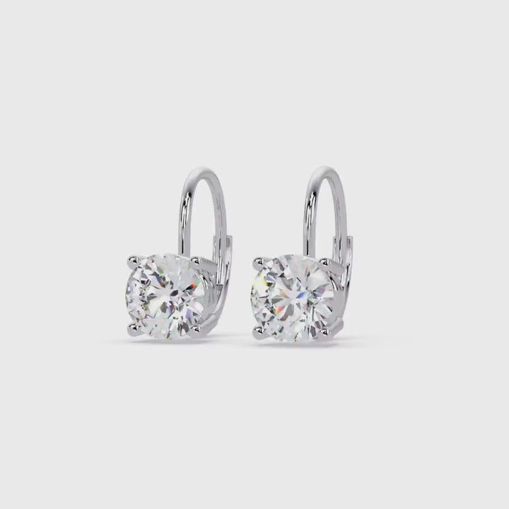 14k Gold Lab Grown Diamond Leverback Earrings: Vintage Style