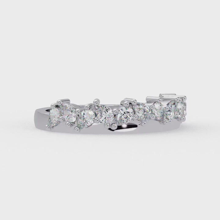 Pear Diamond Wedding Band Ring, 0.40 CTW Lab Grown Diamond Band, Curved Stacking Wedding Ring, 14K Gold Bridal Ring
