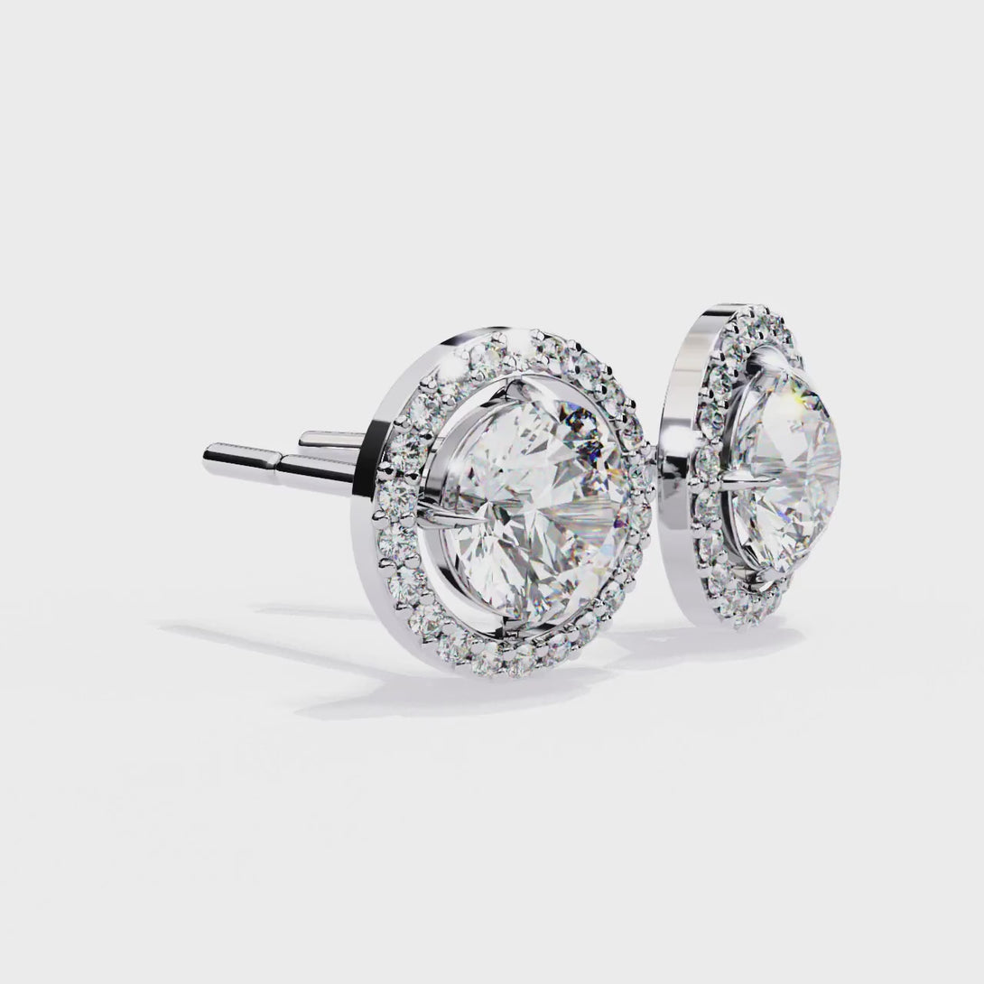 Lab Grown Diamond Cluster Stud Earrings | 14K Gold