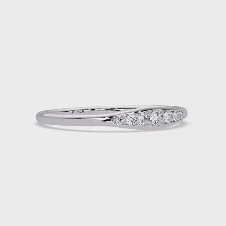14K Gold Graduated Diamond Ring, Tapered Round Cut Band, Minimalist Stacking Ring, Graduation Gift for Her
