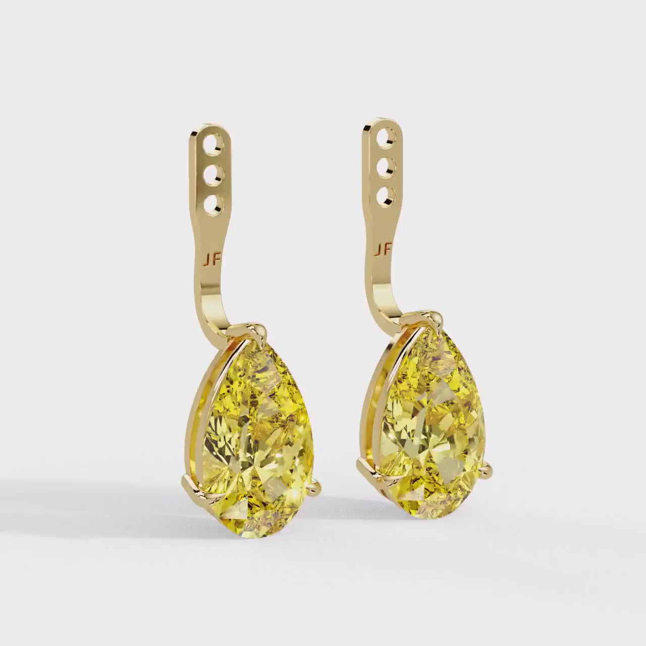 14K Gold Pear Yellow Lab Grown Diamond Earring Jackets, IGI Certified 2–4 CTW, Pear Diamond Stud Jacket