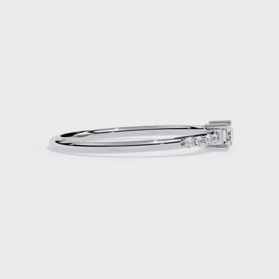 Dainty 14k Gold Baguette Lab Diamond Ring: 0.15Ctw Minimalist Stacking Band