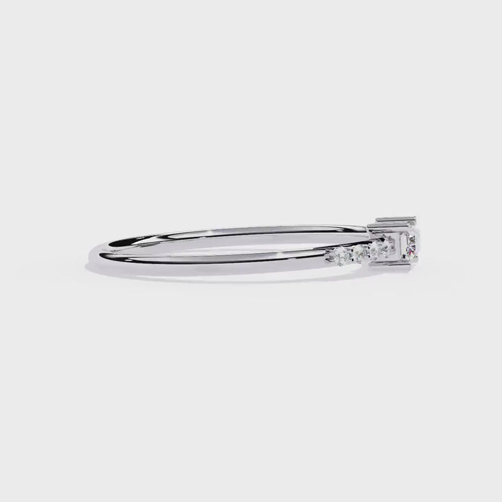 Dainty 14k Gold Baguette Lab Diamond Ring: 0.15Ctw Minimalist Stacking Band