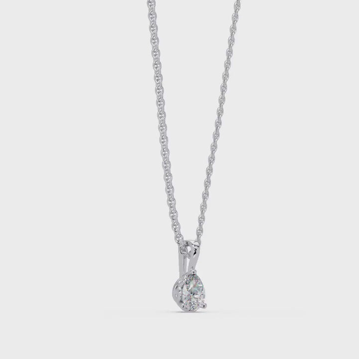 14K Gold Pear Lab Diamond Pendant Necklace 0.30–3 CT, IGI, Solitaire Pear