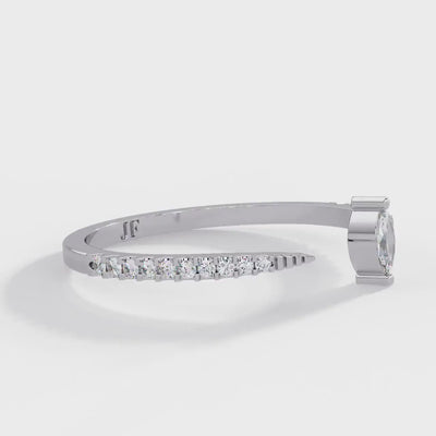 Open Cuff Lab Diamond Pinky Ring, Marquise Stacking Ring, 14k Gold Rings for Women