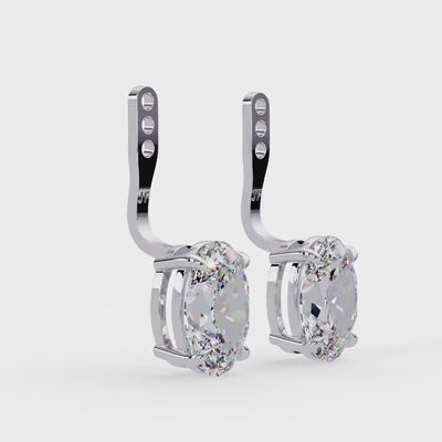 14K Gold Oval Cut Lab Grown Diamond Earring Jackets, IGI Certified 1–4 CTW, Diamond Stud Jacket