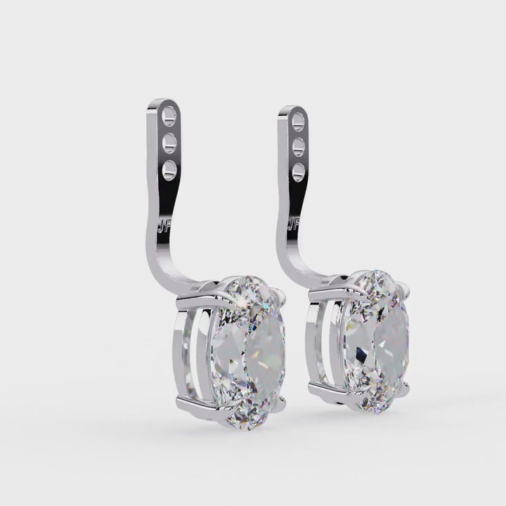 14K Gold Oval Cut Lab Grown Diamond Earring Jackets, IGI Certified 1–4 CTW, Diamond Stud Jacket