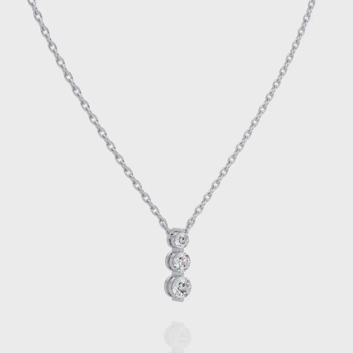 Graduating Diamond Pendant in 14K Gold, 1 Ctw Lab-Grown 3 Stone Necklace, 16-18 Inch Cable Chain
