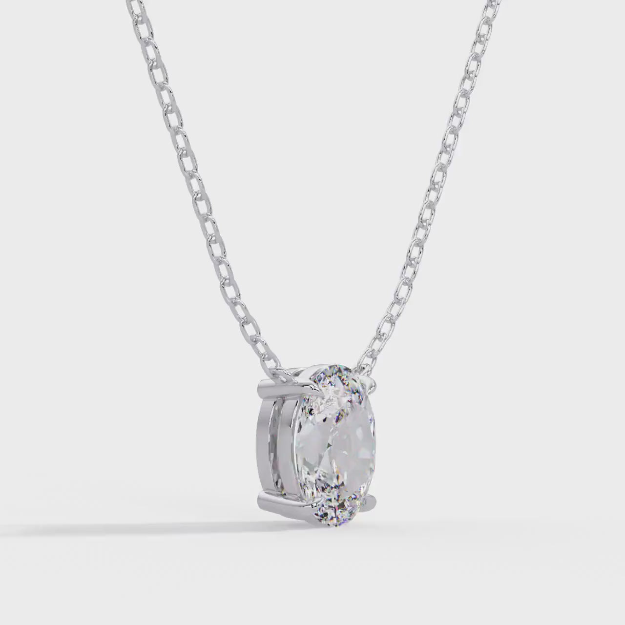 14K Gold Oval Lab Grown Diamond Pendant Necklace, IGI Certified D VVS, 1CT 2CT 3CT 4CT Oval Diamond Solitaire Necklace