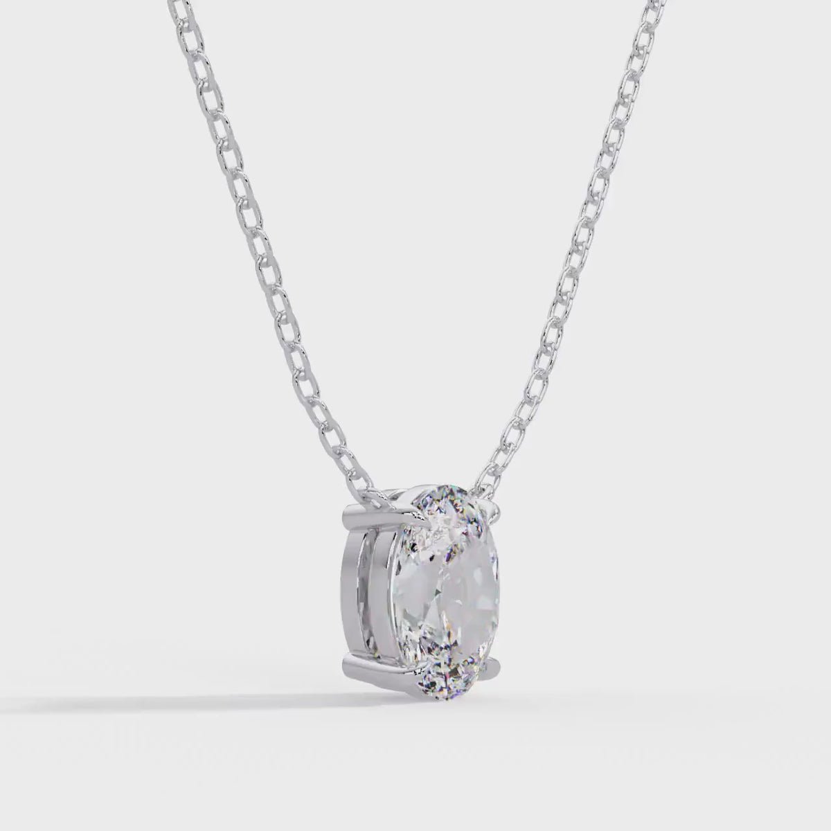 14K Gold Oval Lab Grown Diamond Pendant Necklace, IGI Certified D VVS, 1CT 2CT 3CT 4CT Oval Diamond Solitaire Necklace