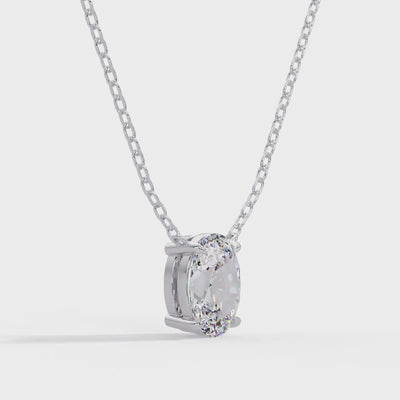 14K Gold Oval Lab Grown Diamond Pendant Necklace, IGI Certified D VVS, 1CT 2CT 3CT 4CT Oval Diamond Solitaire Necklace