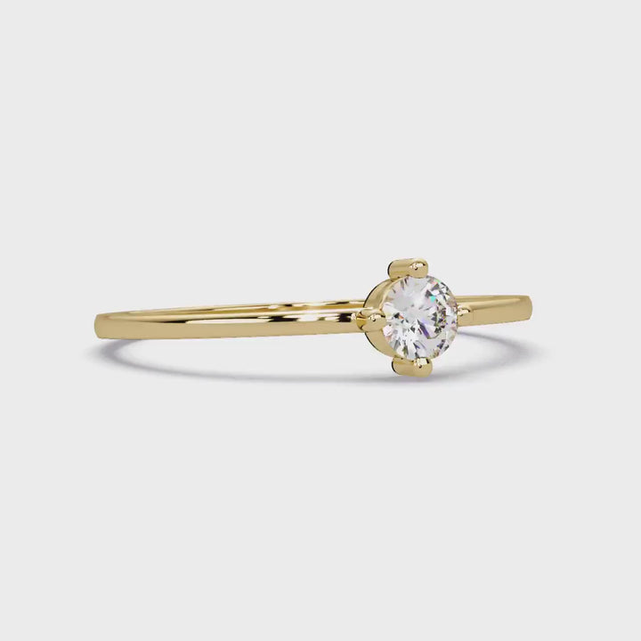 0.15 CT Round Natural Diamond Engagement Ring, 14K Gold Solitaire Ring, Promise Ring, Minimalist Diamond Ring, VS+ EF Diamond