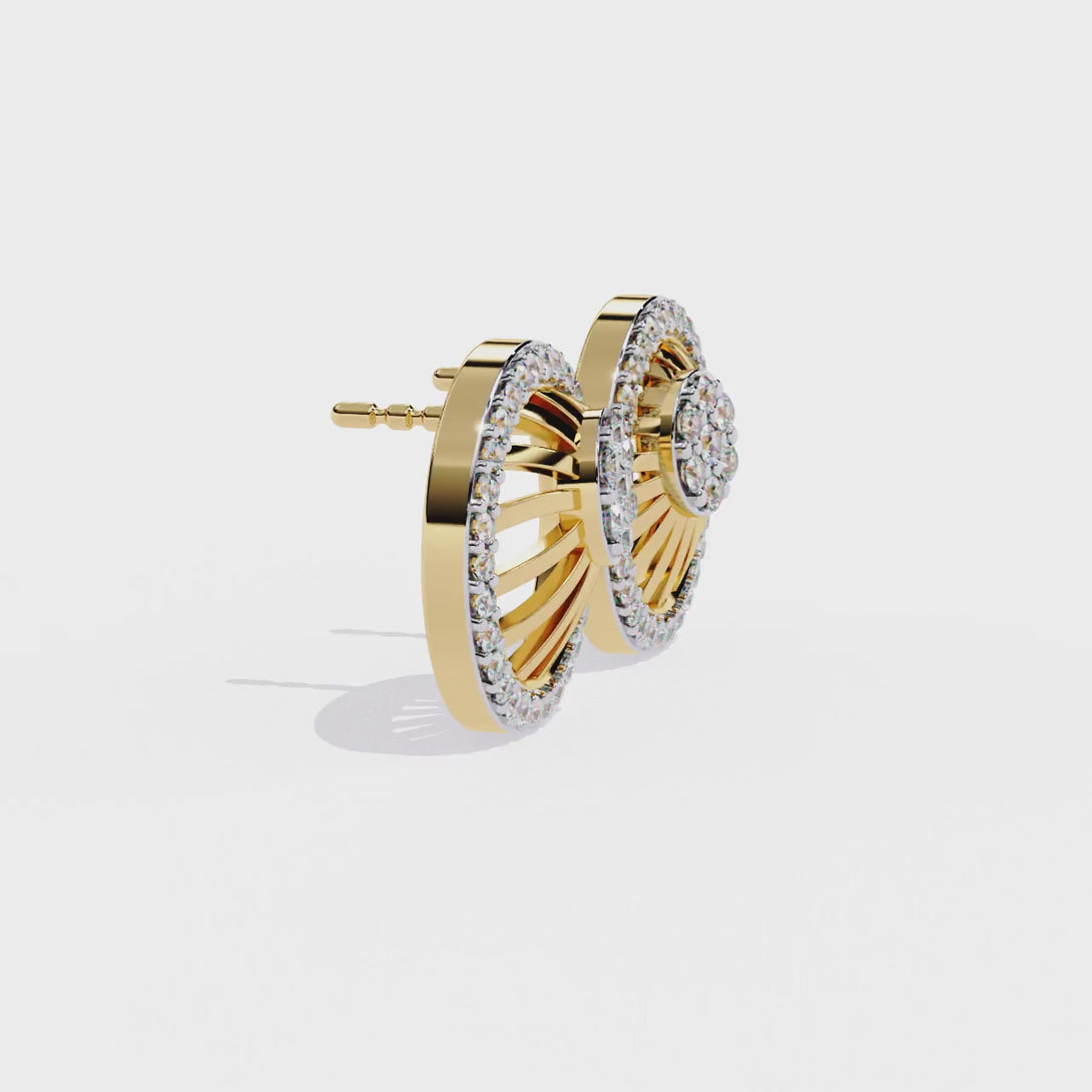 Diamond Cluster Circle Earrings | Lab Grown Diamonds | 14K Gold