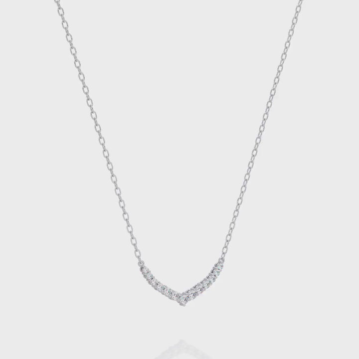 14K Gold Round Lab Grown Diamond Chevron Necklace, 1 CTW, 16-18 Inch