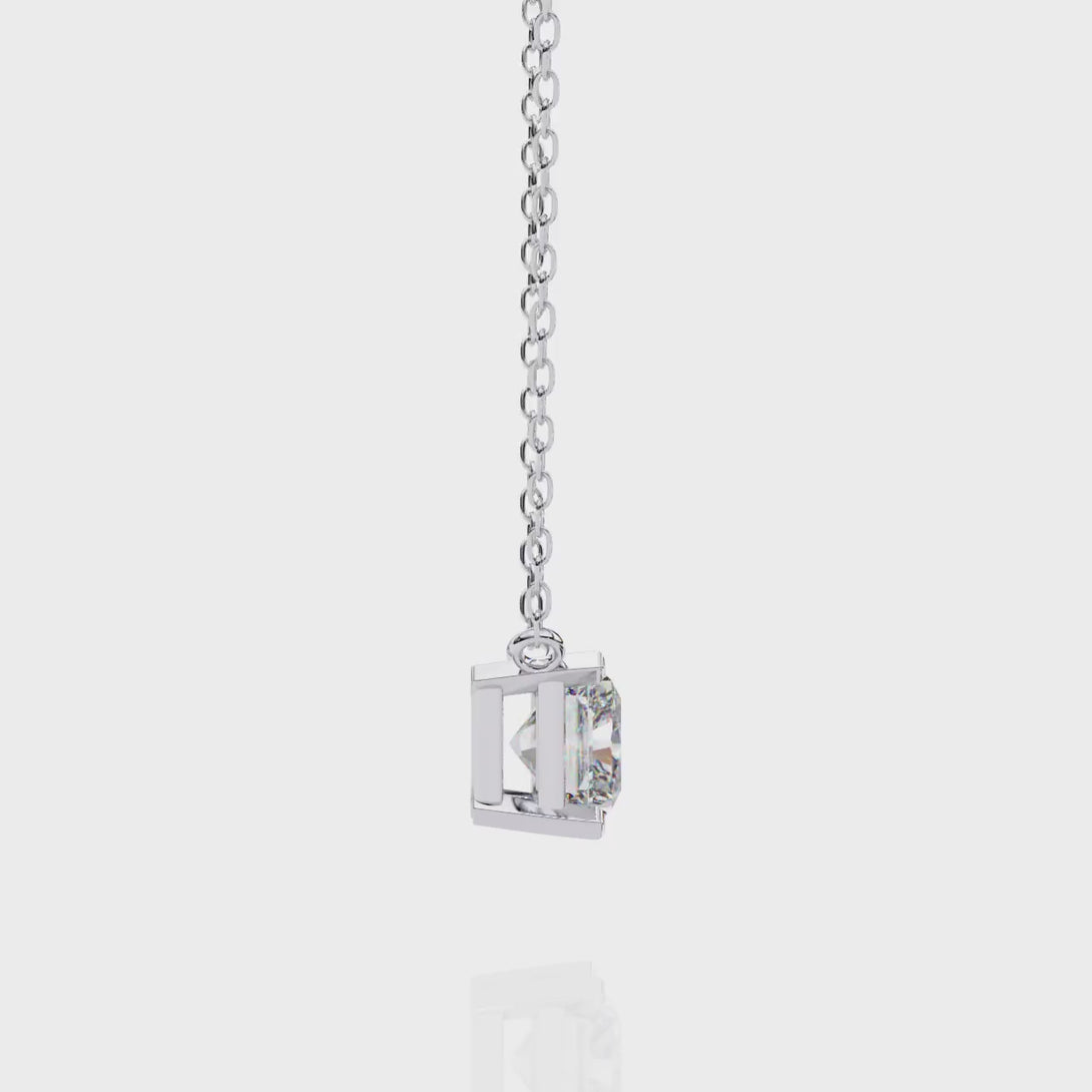 Solitaire Radiant Cut Pendant Necklace | Lab Grown Diamond | 14K Gold