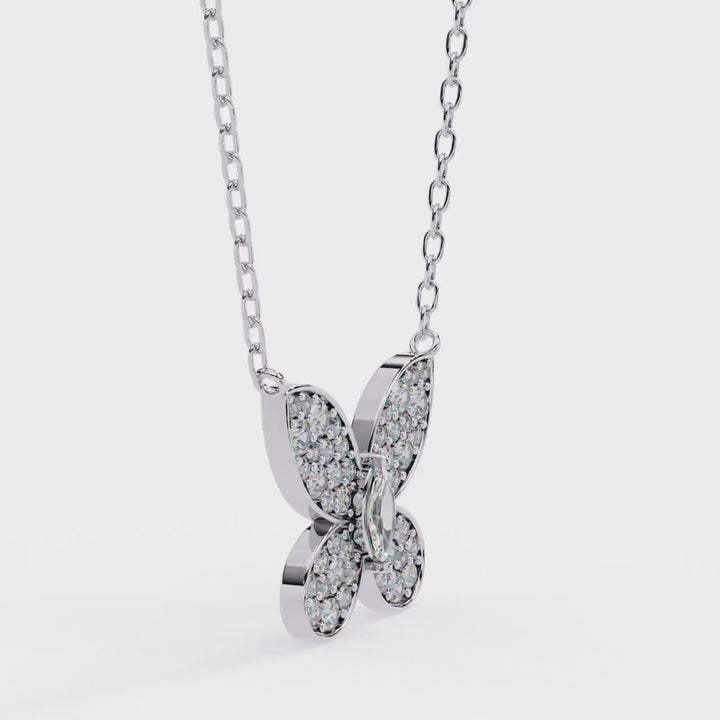 14K Gold Lab Grown Diamond Butterfly Pendant Necklace, 0.20 CTW, 16-18 Inch