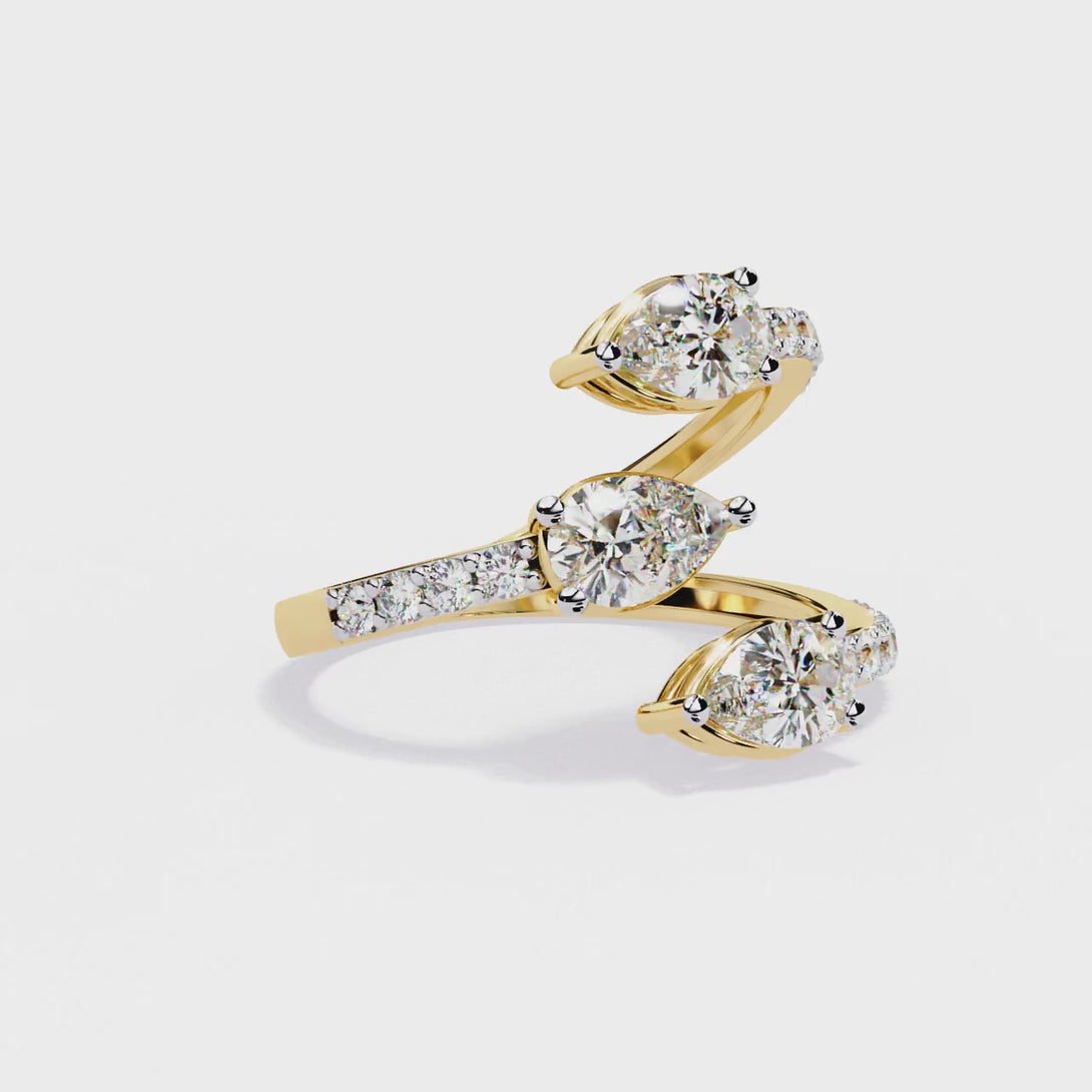 Open Twist Design Ring | Lab Grown Diamonds | 14K Gold