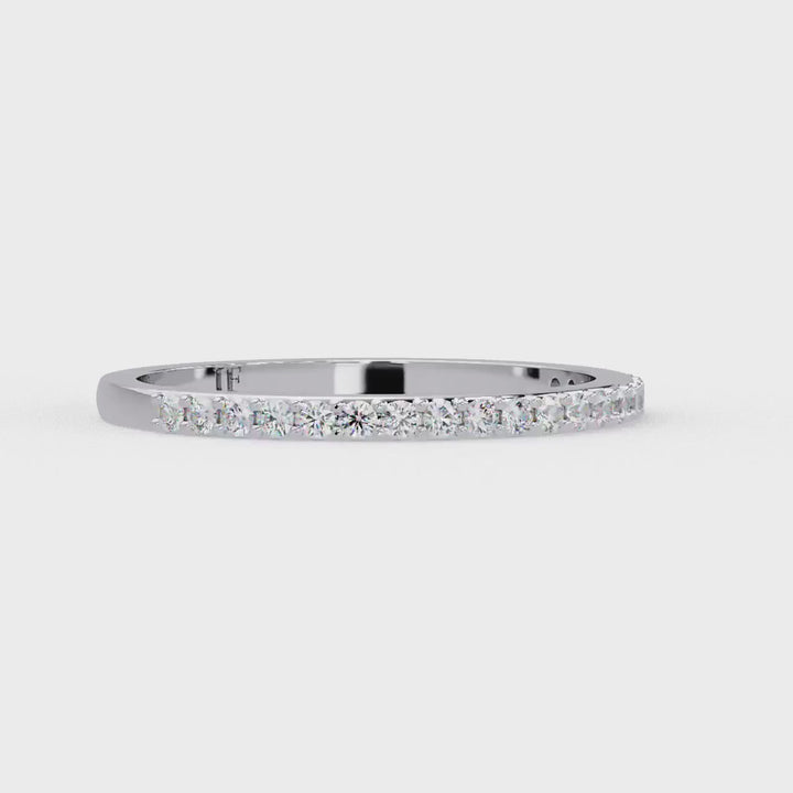 0.20 CTW Lab Grown Diamond Wedding Band, Thin Diamond Stacking Ring, 14K Gold Half Eternity Ring, Minimalist Bridal Band