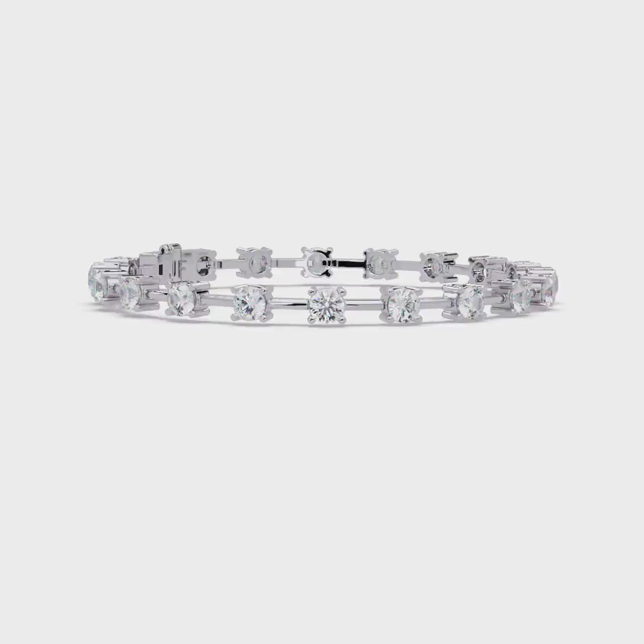 Round Lab Grown Diamond Tennis Bracelet | 14K Gold Bar Link Tennis Bracelet | 4 Prong Diamond Bracelet
