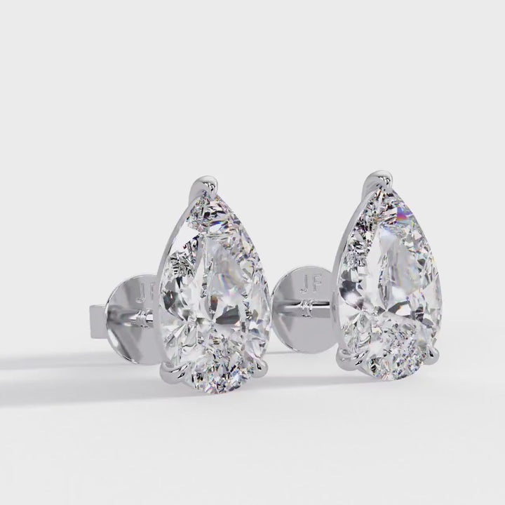 14K Gold Pear Cut Lab Grown Diamond Studs, IGI Certified 1–4 CTW, Claw Prong Diamond Earrings