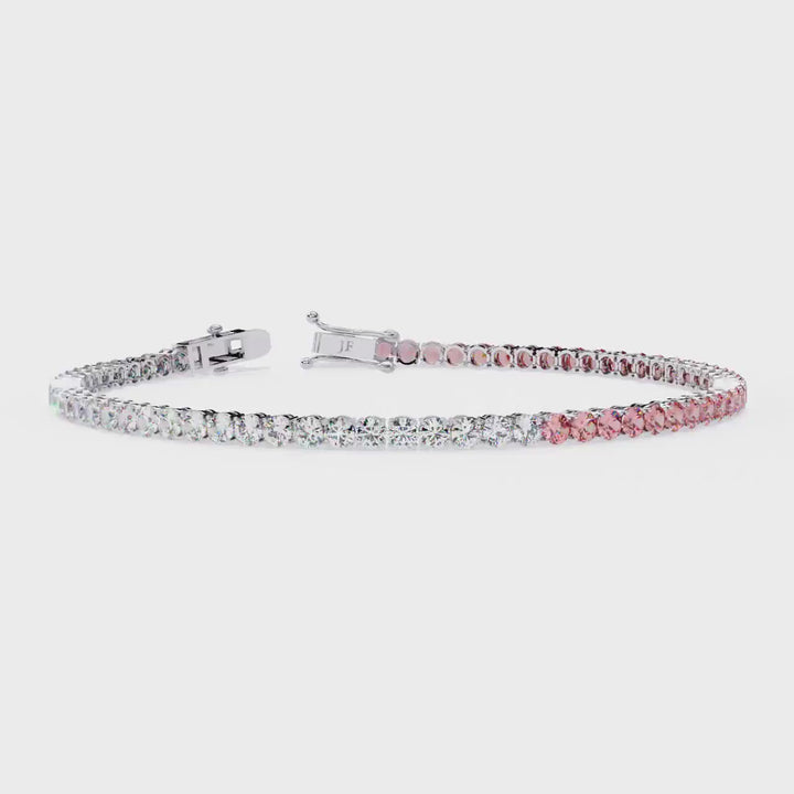 5ctw Pink & White Lab-Grown Diamond Tennis Bracelet - 14K Gold
